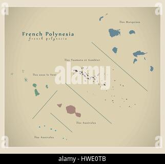 Modern Map - French Polynesia details PF Stock Vector