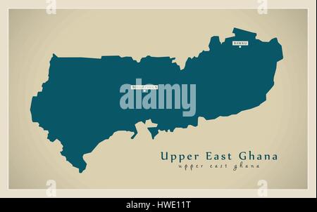 Modern Map - Upper East Ghana GH Stock Vector