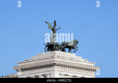 Statue of the goddess Victoria riding on quadriga, National Monument of Victor Emmanuel II, Rome, Italy  on September 04, Stock Photo