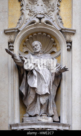 Facade of the Santa Maria Maddalena church in Rome on a summer day ...