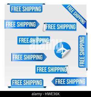 Free Shipping Blue Label Design Stock Vector