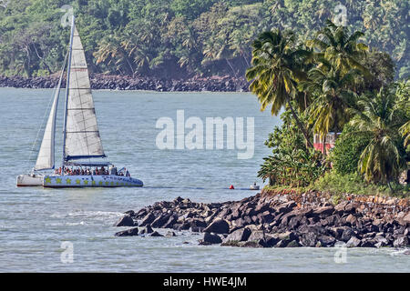 Catamaran Off Devils Island French Guyana Stock Photo