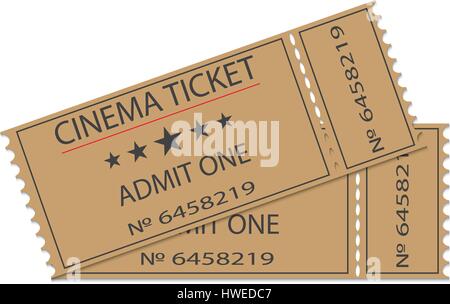 Two cinema tickets with shadow on white background Stock Vector