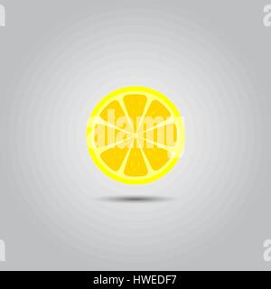 Slice of lemon icon vector illustration on gray background Stock Vector
