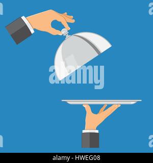 hands with tray and cover Stock Vector