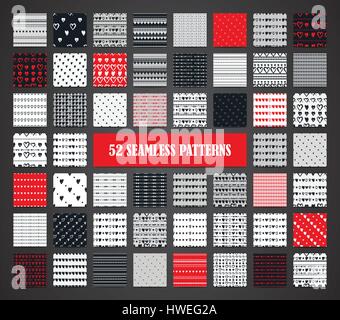 Doodle seamless pattern set with hearts Stock Vector