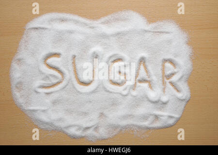 word sugar written in sugar Stock Photo