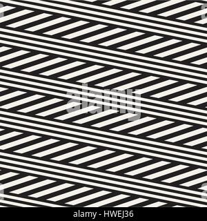 Interlacing Parallel  Stripes. Vector Seamless Monochrome Pattern. Stock Vector