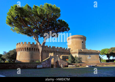 Italy Lazio - Ostia Antica - Castle of  Giulio II in Medieval Village  of Ostia antica Stock Photo