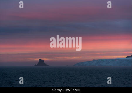 Sunset sky over Livingstone Island, English strait, Antarctica Stock Photo