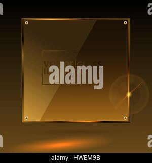 Vector gold square glass - light background and banner Stock Vector