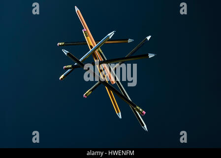 Pencils on blue background Stock Photo
