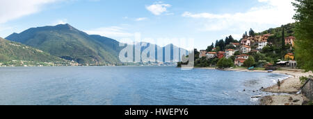 Pianello del Lario, Italy - september 5, 2015: afternoon Panorama of the country overlooking Lake Como and frame the surrounding mountains. Stock Photo