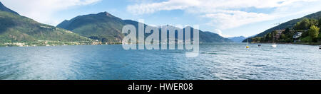 Pianello del Lario, Italy - september 5, 2015: afternoon Panorama of the country overlooking Lake Como and frame the surrounding mountains. Stock Photo