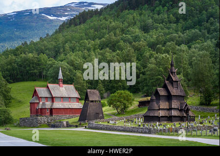 Borgund Stave Church complex Stock Photo