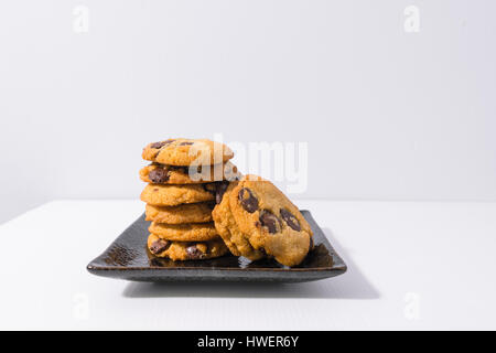 Gluten Free Dairy Free Chocolate Chip Cookies, white background Stock Photo