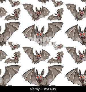 Seamless background with bats illustration Stock Vector