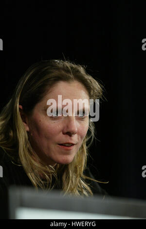 Jennifer Trosper, Jet Propulsion Laboratory mission manager for the Mars Rover Spirit talks about the latest developments on Mars during a press conference at the Jet Propulsion Laboratory in Pasadena, California on Wednesday, 21, January 2004. Photo by Francis Specker Stock Photo