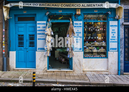 Feira do Bacalhau old fashioned traditional grocery store in Porto city on Iberian Peninsula, second largest city in Portugal Stock Photo