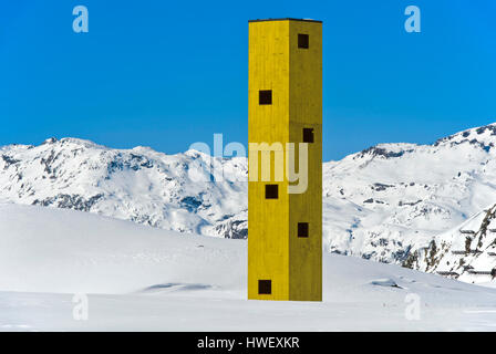 Look-out tower Las Colonnas, Bivio, Julier Pass, Graubunden, Grisons, Switzerland Stock Photo