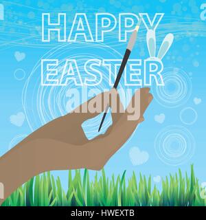 EASTER keep the brush. Concept of a family holiday Stock Vector