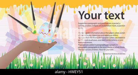 Happy Easter. Place for your text. Four brushes Stock Vector