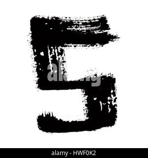 5 - Black ink numbers over the white background Stock Photo