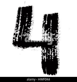 4 - Black ink numbers over the white background Stock Photo