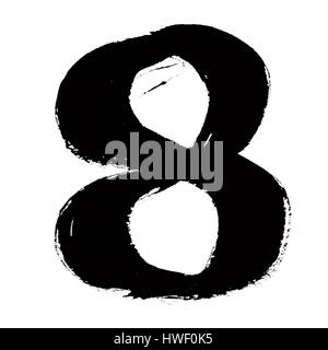 8 - Black ink numbers over the white background Stock Photo