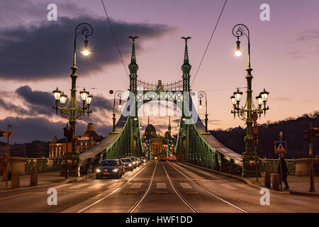 The Szabadság / Liberty Bridge in Budapest at twilight Stock Photo