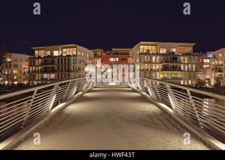 Hammarby Sjöstad at night Stock Photo