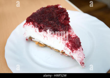 Delicious sweet piece of cheese cakes on a white plate Stock Photo