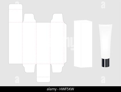 set of cosmetic cream tube and box package Stock Vector