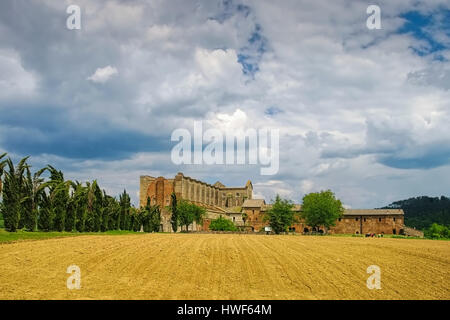 Abbazia di San Galgano cisterician abbey in Tuscany, Italy Stock Photo