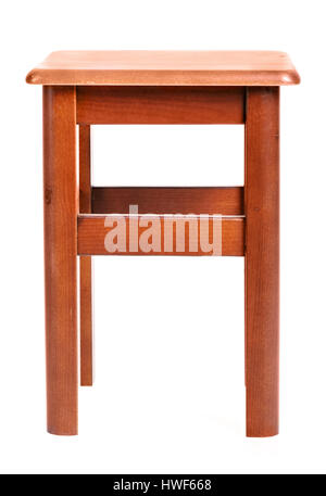 Front view of wooden stool isolated on white Stock Photo