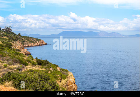 Sea view over False Bay, South Africa from scenic road Stock Photo