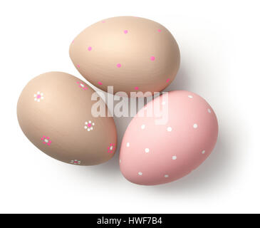 Easter eggs on white background. Top view Stock Photo