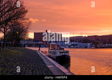 The harbour side in Bristol at sunset Stock Photo