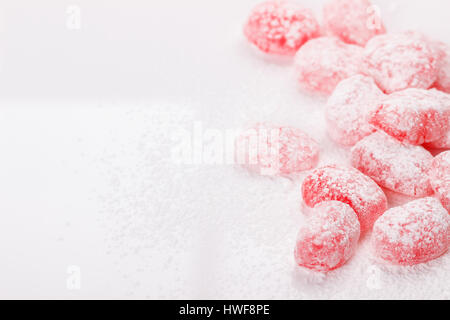 Rose Turkish delight, traditional sweets over white background Stock Photo