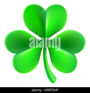 An illustration of a green clover shamrock leaf Stock Photo