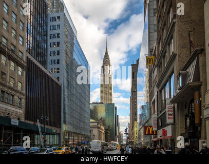 42nd Street in Manhattan and Chrysler Building - New York, USA