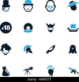 Set of movie genres black icons isolated on white. Vector illustration Stock Vector