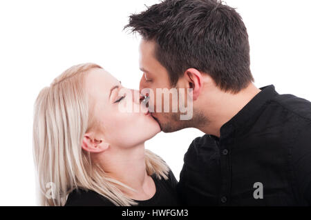 Girl and Boy Kissing Stock Photo - Alamy