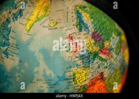 illuminated world globe Mongolia China Stock Photo