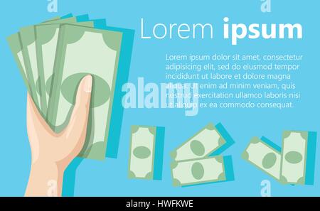 Hand holding money Saving dollar Flat design style vector illustration Stock Vector