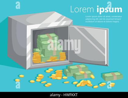 Metal bank safe vector icon. Concept of the icon safe shadow Saving dollar Flat design style vector illustration Stock Vector
