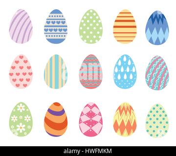 Easter eggs for Easter holidays design on white background. Flat design style vector illustration Stock Vector
