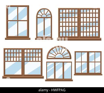 Window icon set Flat design style vector illustration Stock Vector