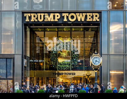 Facade of the Trump Tower, residence of president elect Donald Trump Stock Photo