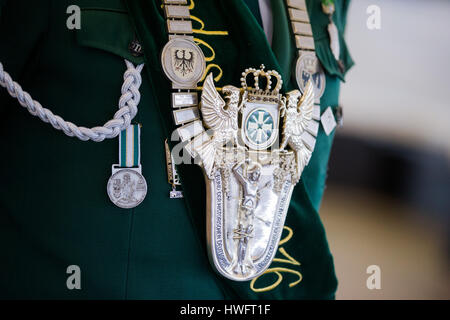 Leverkusen, Germany. 12th Mar, 2017. Details of a Schutterij uniform, photographed at the national representatives meeting of the Catholic Civic Guard ('Katholische Schuetzen') of Germany in Leverkusen, Germany, 12 March 2017. After ongoing debates, the Catholic Civic Guard wants to open up to Muslims and change their handling of homosexuals. Photo: Rolf Vennenbernd/dpa/Alamy Live News Stock Photo